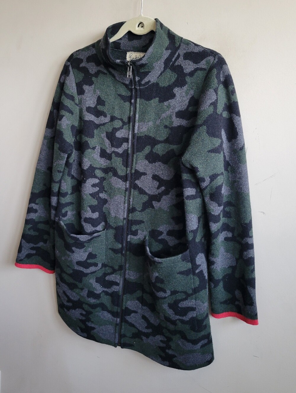 Anthropologie Field & Flower Camo Wool Sweater Coat - Picture 4 of 8